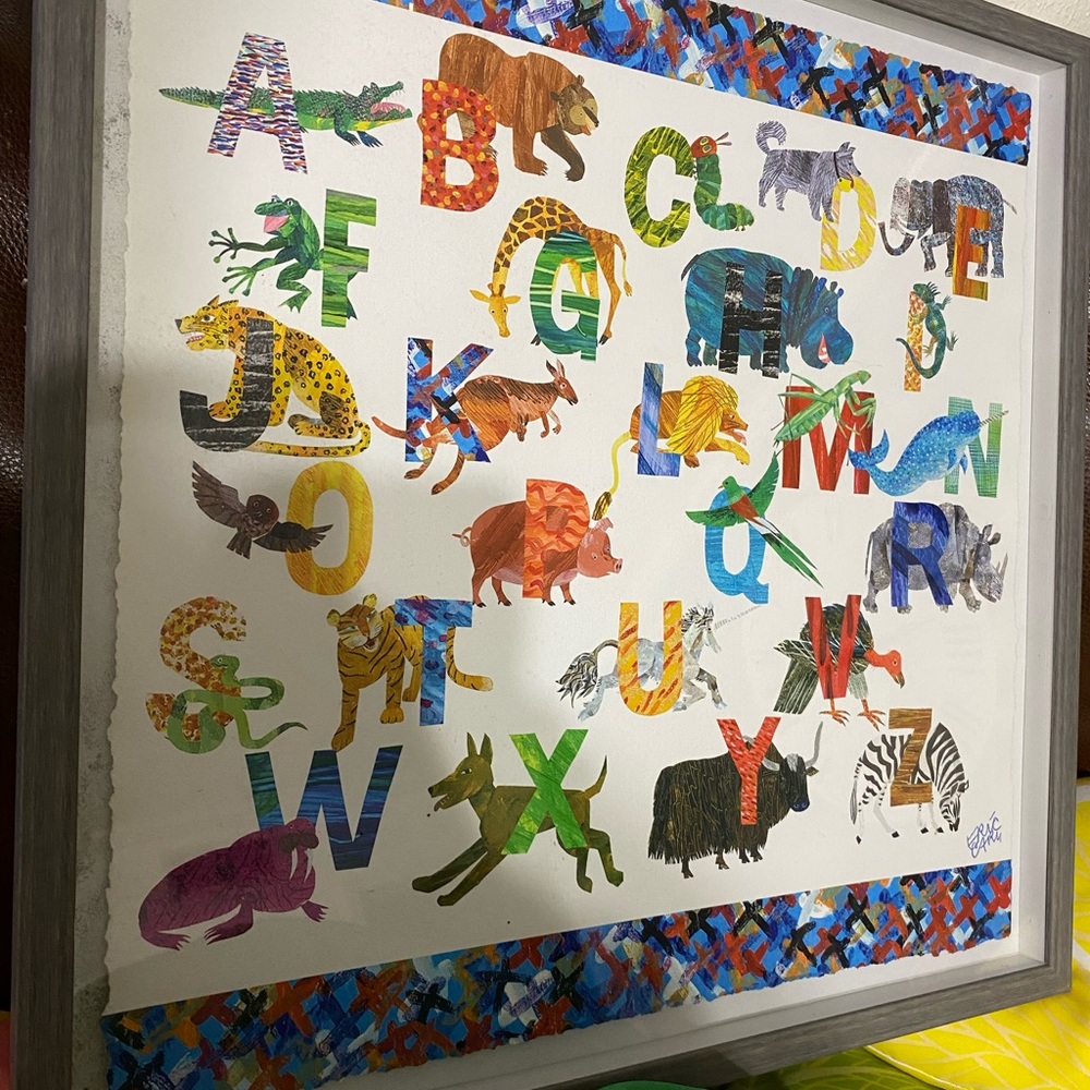 Marmont Hill and Eric Carle Alphabet Jungle Cross (Framed print) 18x18